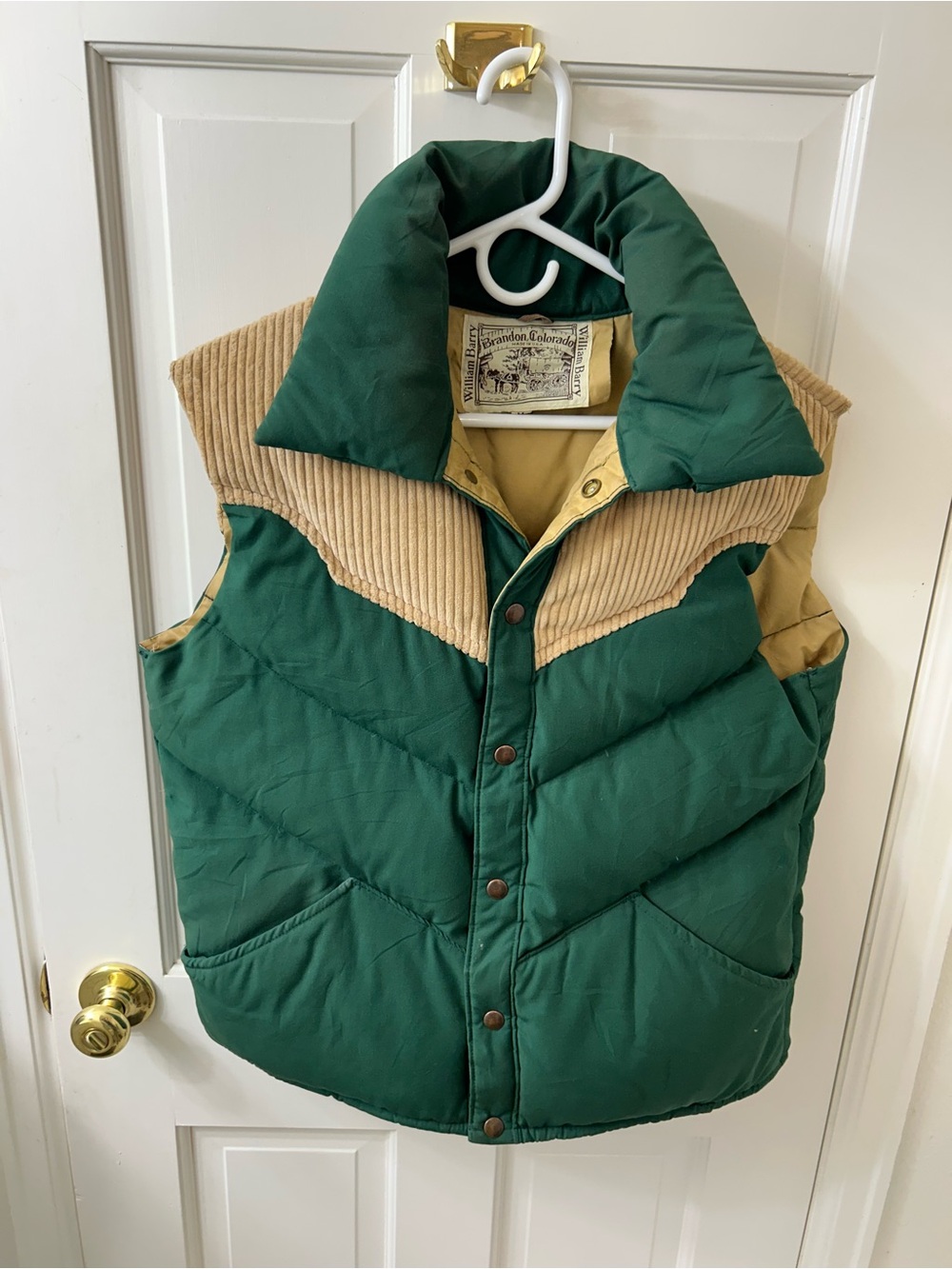 William Barry Green & Tan Quilted Puffer Vest
